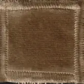 Brown velvet fabric sample with twisted rope border and fringe, displaying “swan > fabric (elite) > elite 307” text at top.